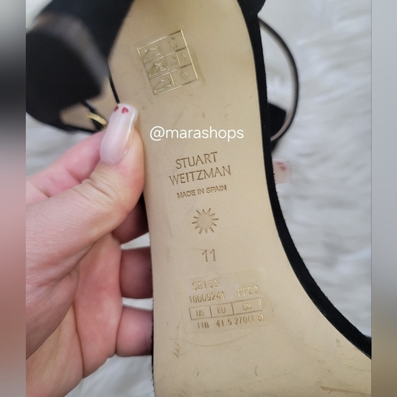 Stuart Weitzman Nudistcurve 100 Black Ankle Strap Suede Sandal - Picture 8 of 9